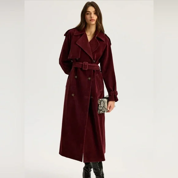 Commense Burgundy Wine Trench Coat Sm - Picture 1 of 3